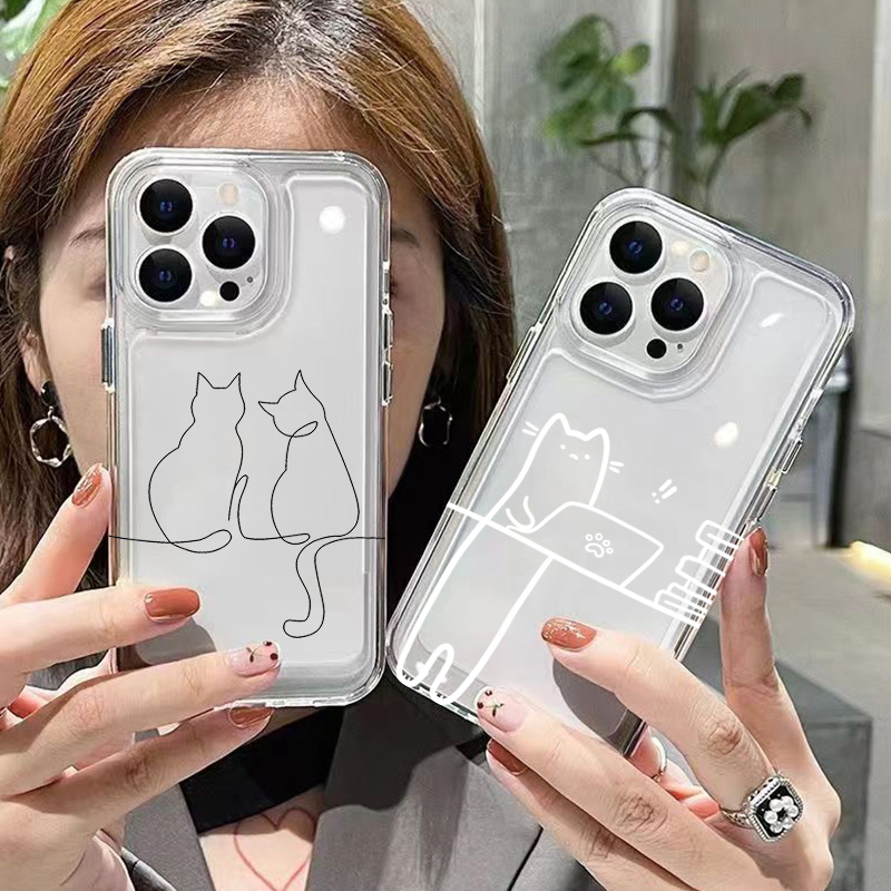 Xiaomi Phone Accessories - Schattige Line Cat Anti-drop Telefoonhoesje voor