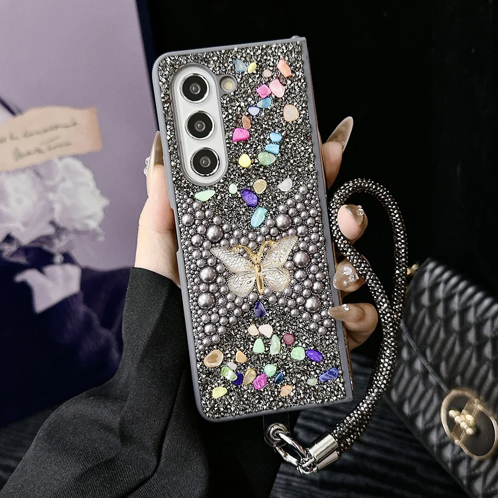 Phone Accessories Beads - Luxe Shining Pearl Butterfly Hard PC-telefoonhoesje
